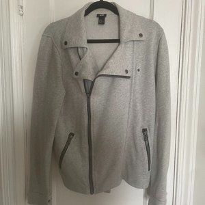 H&M Men's Moto Biker Rider Jacket in Light Heather Grey